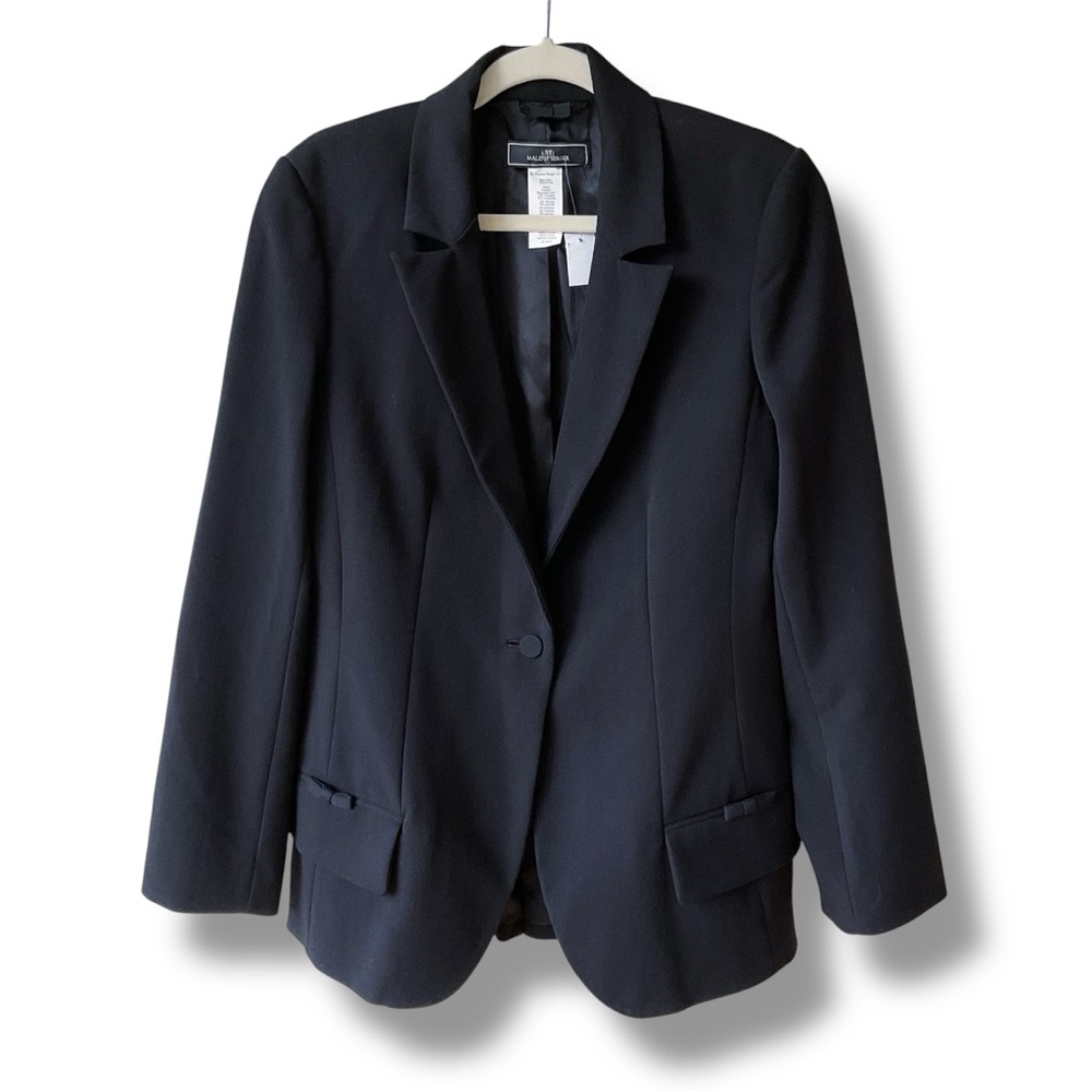 By Malene Birger Single-Breasted Reid Black Blazer Bow Detail EU 42/US 12 NWT